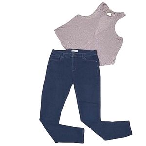 Ann Taylor Loft Ankle Jeans Mid Waist Rise Dark Washed Crop Skinny Leg 29 (8)